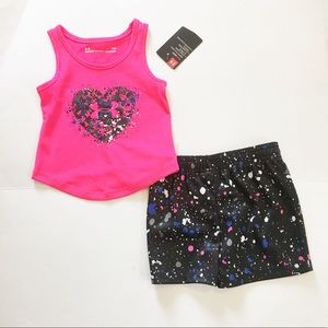 ♦️NWT UA logo in Heart tank & Shorts 18M
